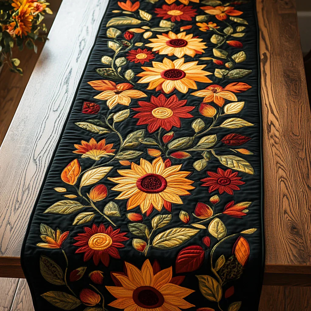 Gesteppter Tischläufer - Herbstsonnenblumen