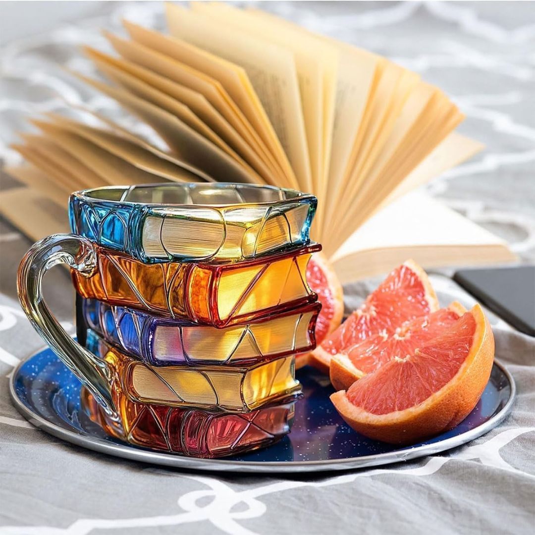 Einzigartige handgefertigte 3D-Tasse für Buchliebhaber