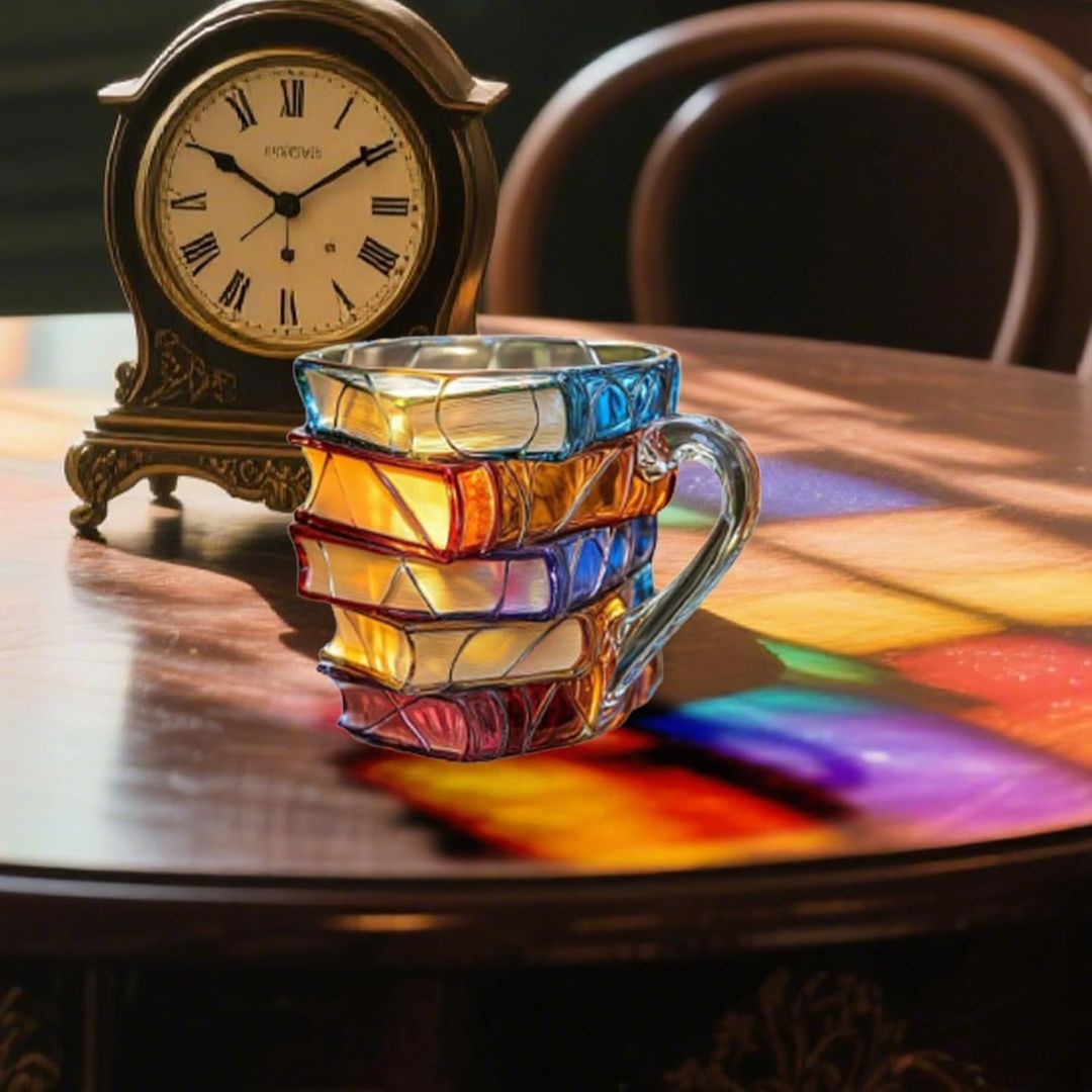 Einzigartige handgefertigte 3D-Tasse für Buchliebhaber
