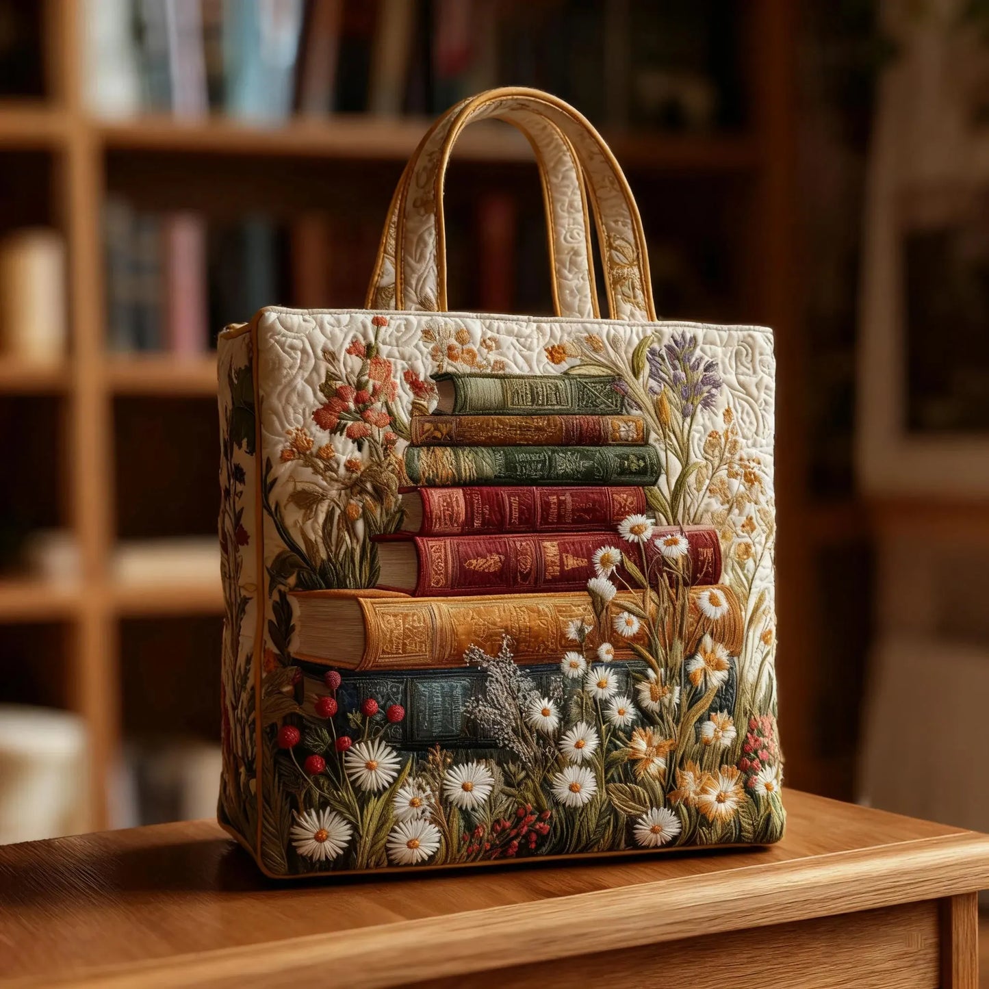 Handgefertigte gesteppte Tasche - Blumenmotiv