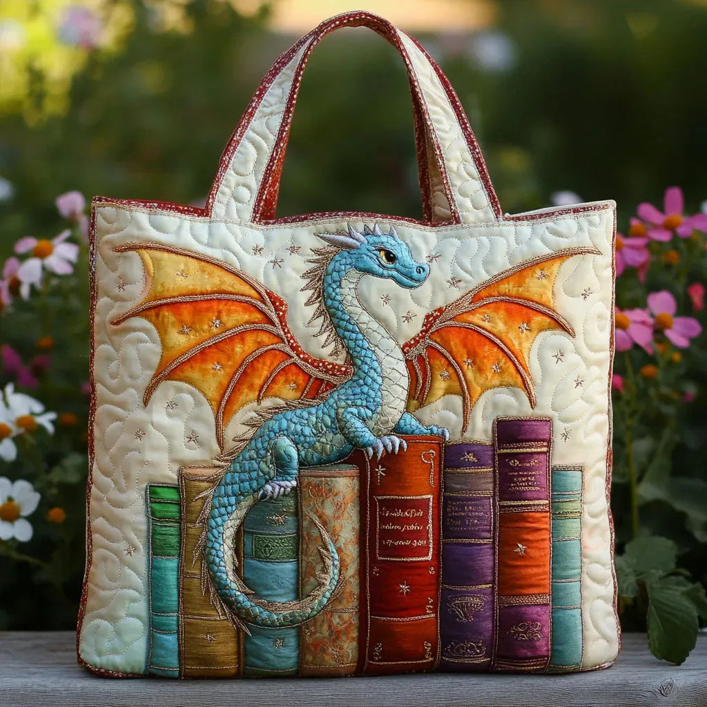 Gesteppte Tasche - Smaragddrache, Wächter der Bücher