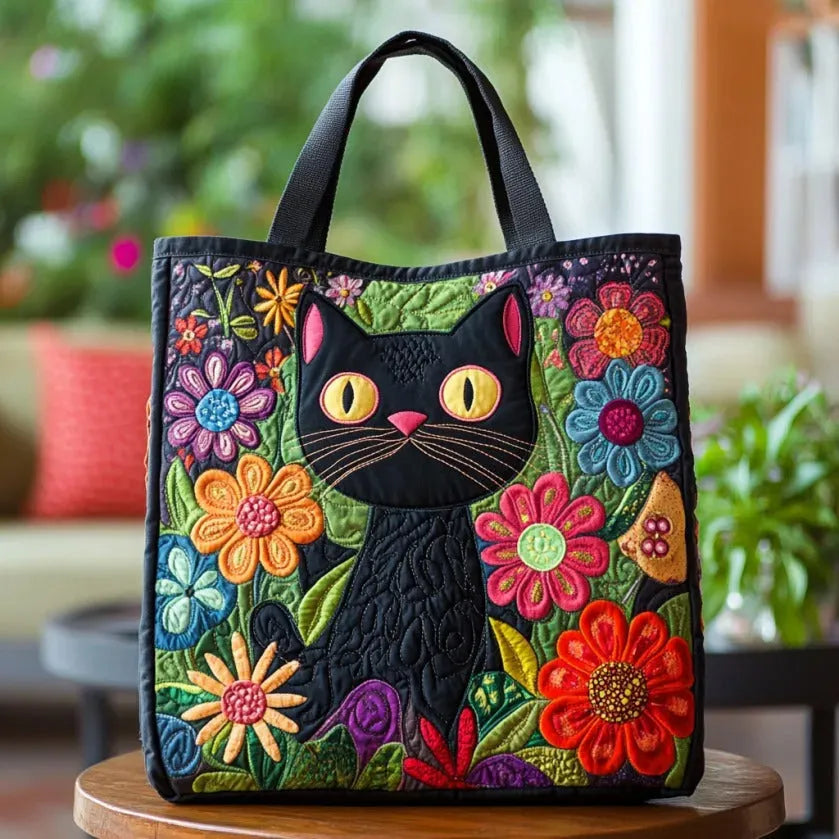 Gesteppte Tasche - Verzauberte schwarze Katze