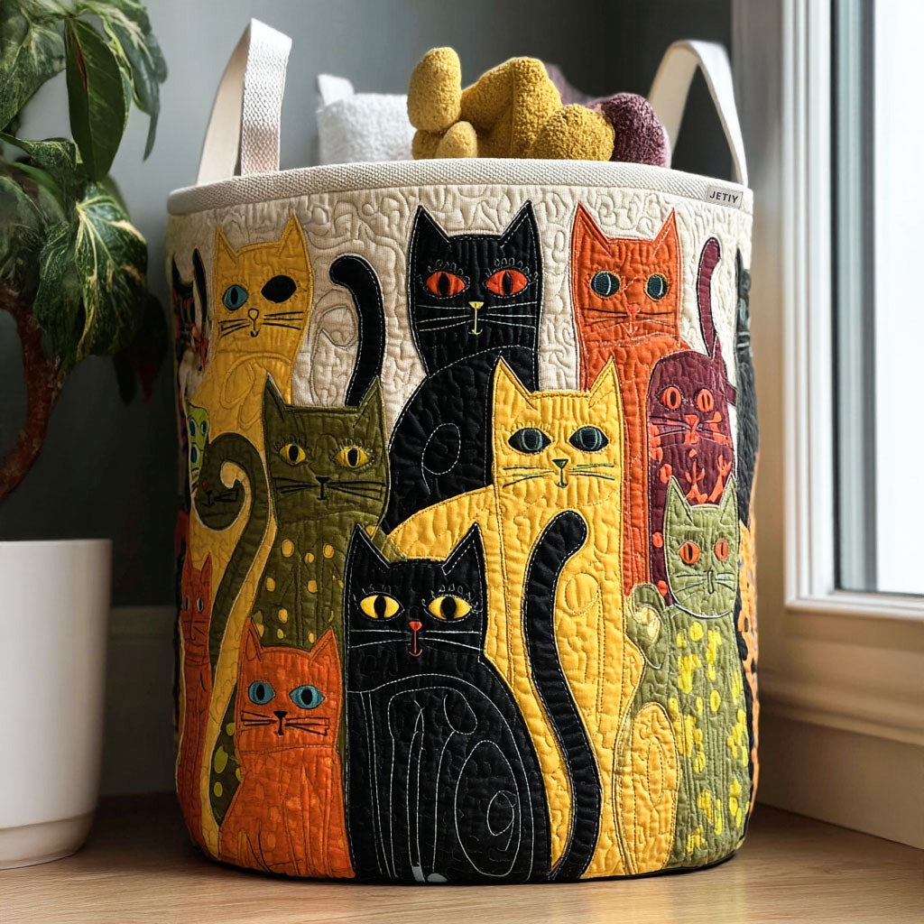 Gesteppter Wäschekorb „Katze“