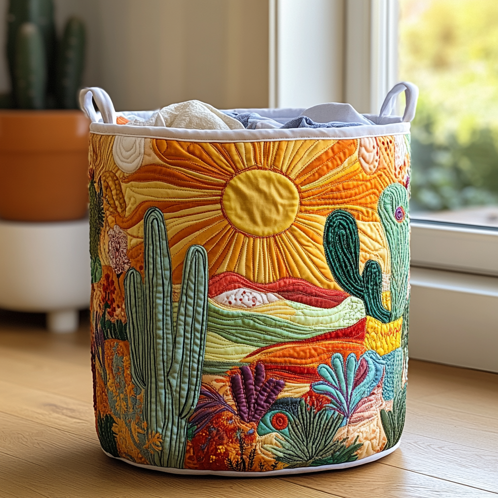Gesteppter Wäschekorb „Strahlende Sonne“