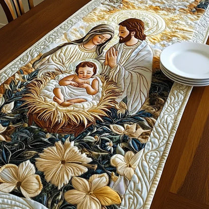 Gesteppter Tischläufer - Göttliche Weihnachtskrippe