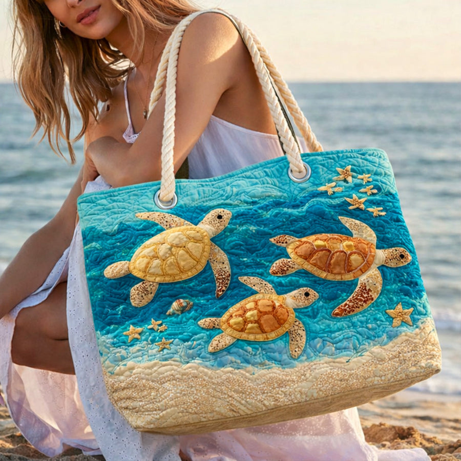 Gesteppte Strandtasche „Goldene Schildkrötenküste“