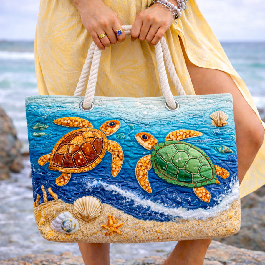 Gesteppte Strandtasche „Tropische Schildkröte“