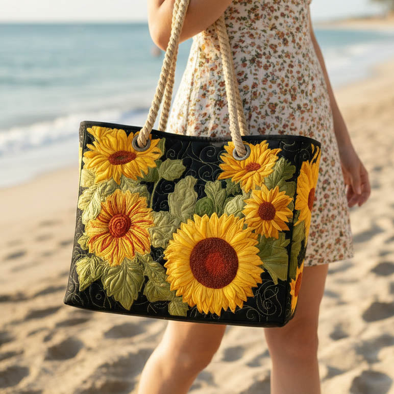 Gesteppte Strandtasche „Sonnenblume“