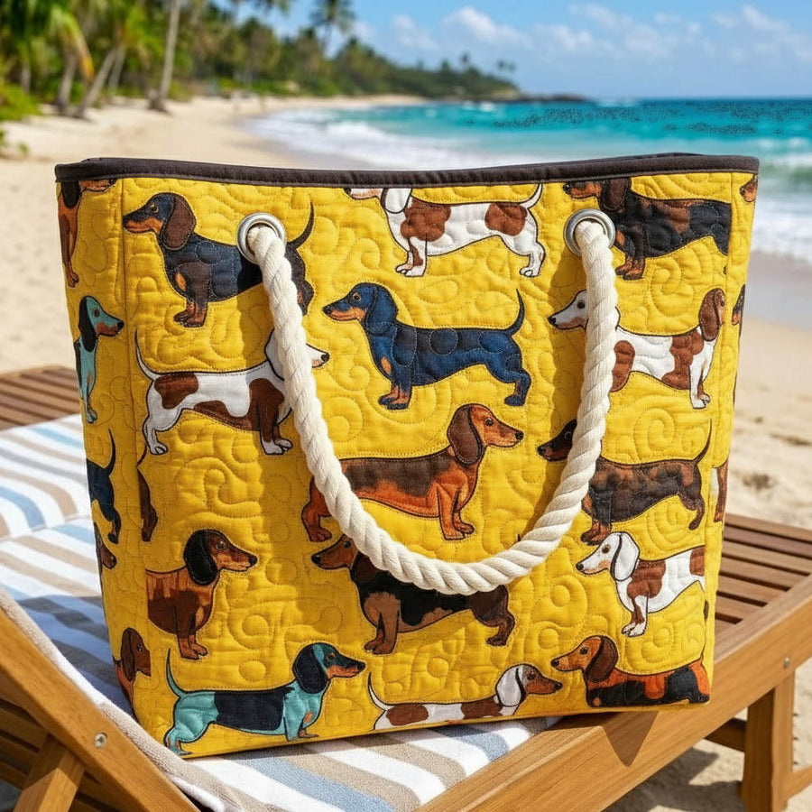 Gesteppte Strandtasche „Dackel“