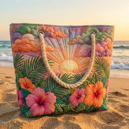 Gesteppte Strandtasche „Tropischer Morgen“