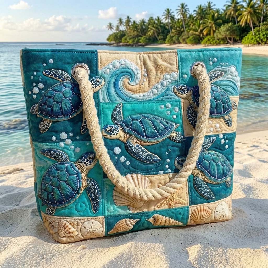 Gesteppte Strandtasche „Schildkrötenbucht“