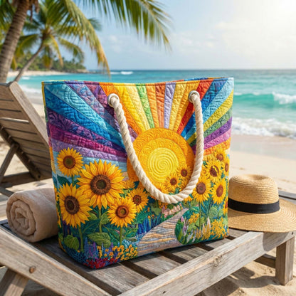 Gesteppte Strandtasche „Regenbogen Sonne“