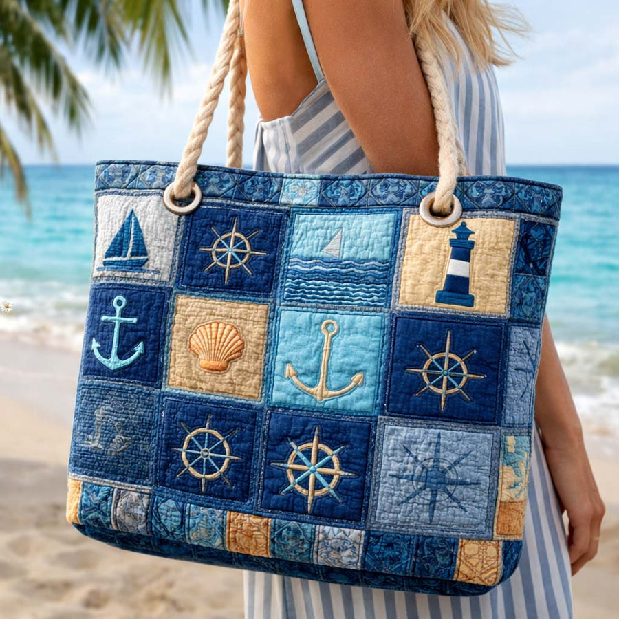 Gesteppte Strandtasche „Nautisches Blau“