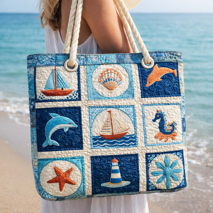 Gesteppte Strandtasche „Meereslebewesen“