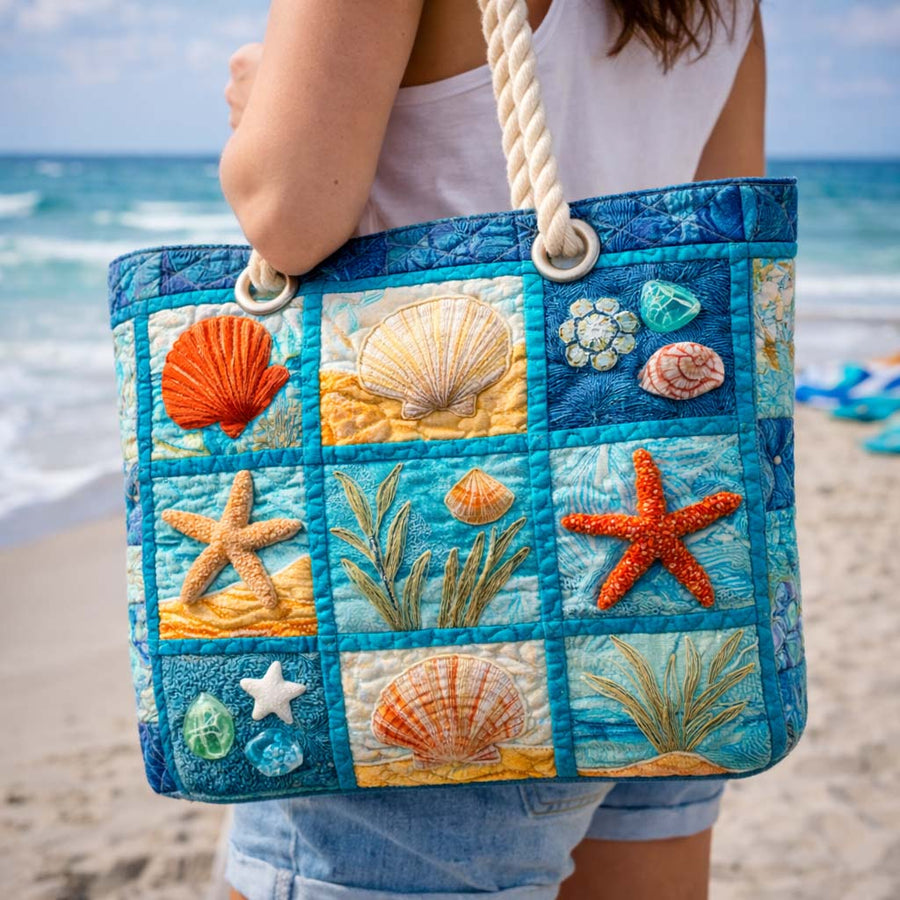 Gesteppte Strandtasche „Küstenmuscheln“