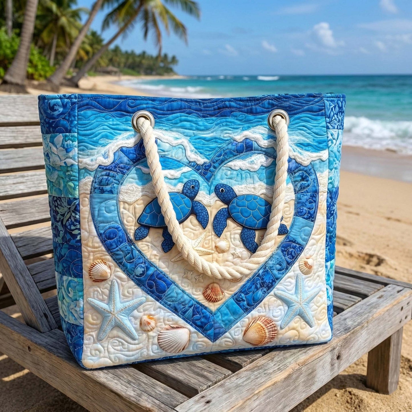 Gesteppte Strandtasche „Schildkrötenruhe“