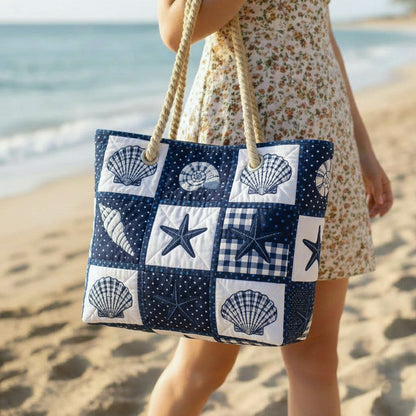 Gesteppte Strandtasche „Ruhe der Muscheln“