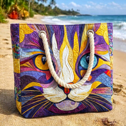 Gesteppte Strandtasche „Katzencharme“
