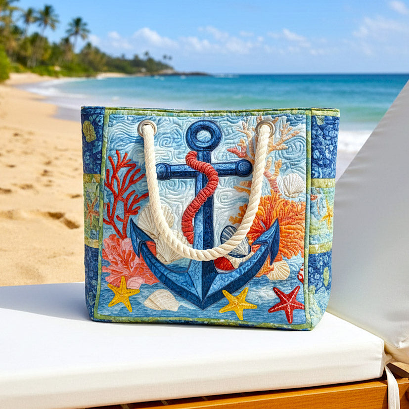Gesteppte Strandtasche „Nautischer Anker“
