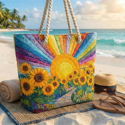 Gesteppte Strandtasche „Regenbogen Sonne“
