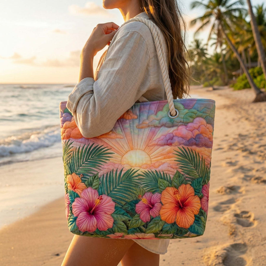 Gesteppte Strandtasche „Tropischer Morgen“