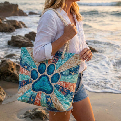 Gesteppte Strandtasche „Pfotenabdruck“