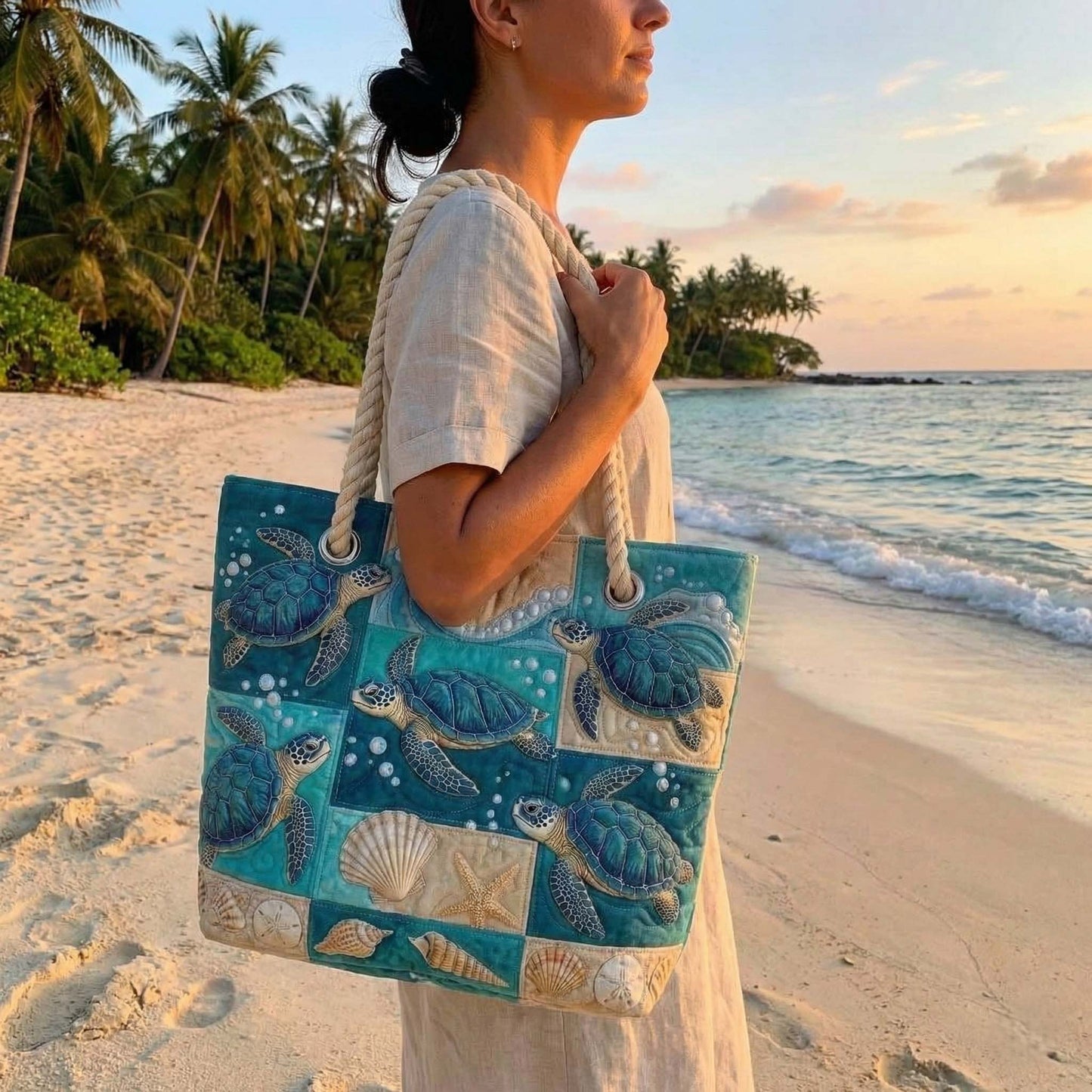 Gesteppte Strandtasche „Schildkrötenbucht“