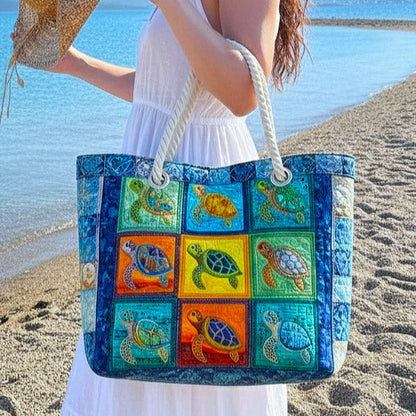 Gesteppte Strandtasche „Ruhige Schildkröte“