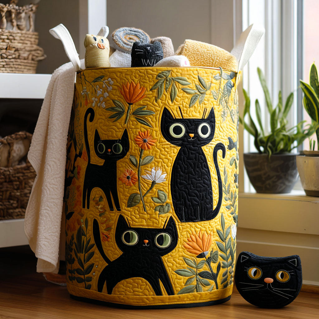 Gesteppter Wäschekorb „Katze“