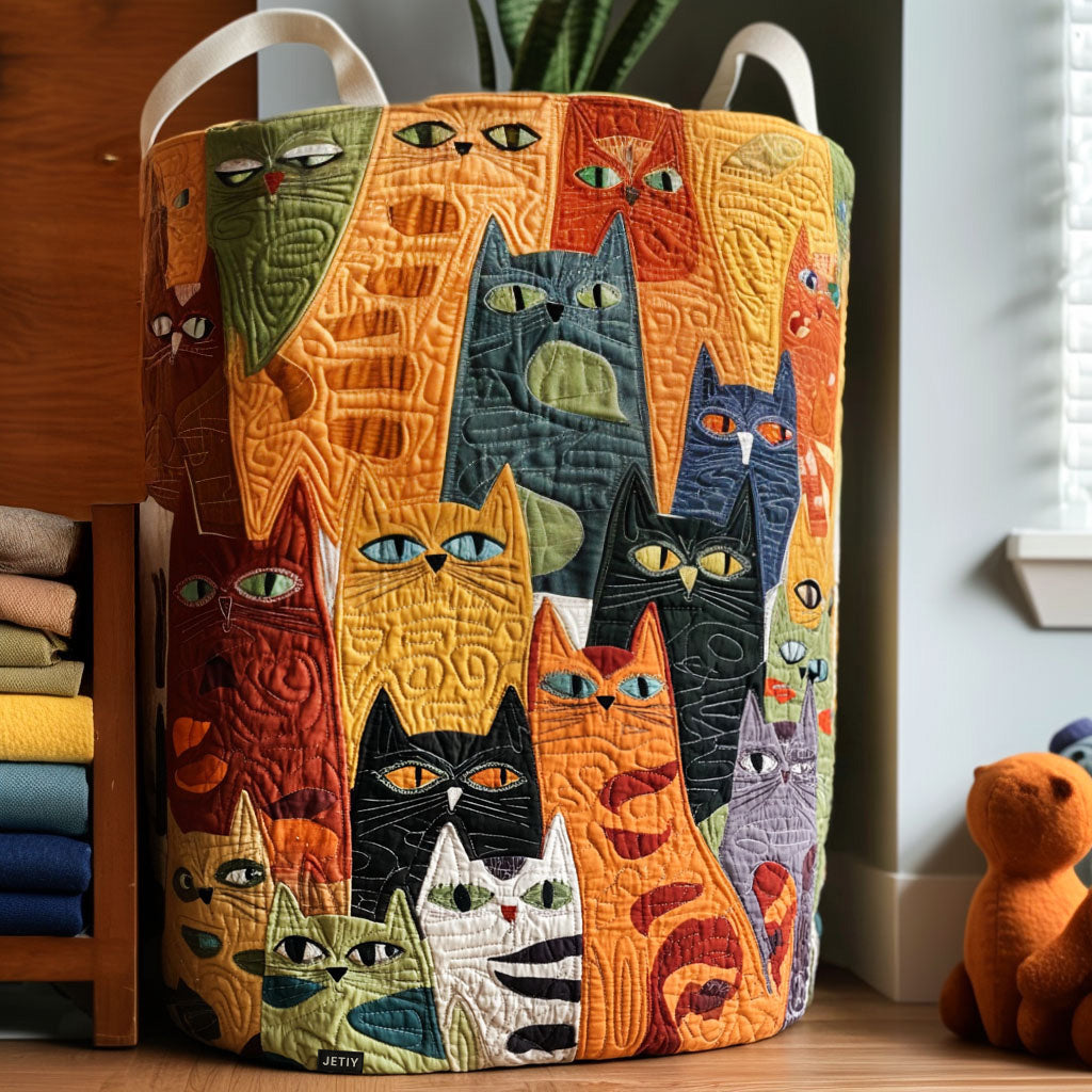 Gesteppter Wäschekorb „Katze“
