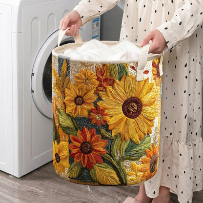 Gesteppter Wäschekorb „Sonnenblumen-Traum“