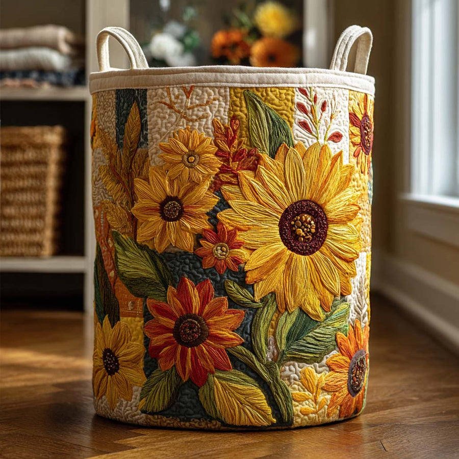 Gesteppter Wäschekorb „Sonnenblumen-Traum“