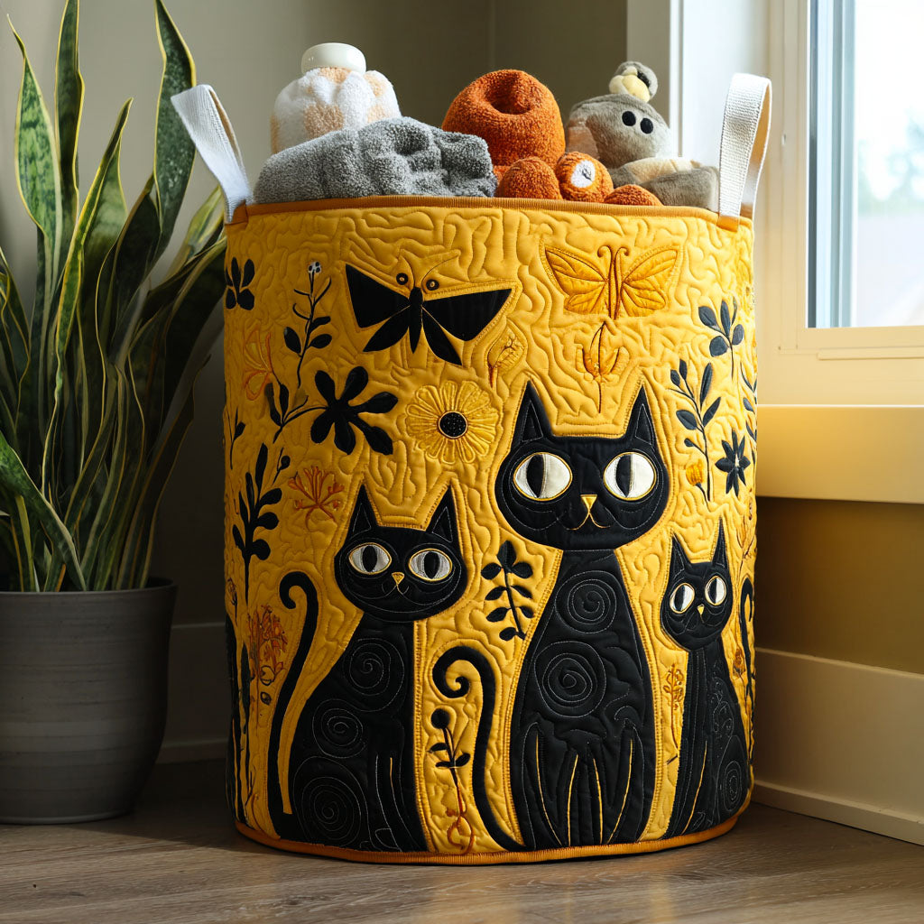 Gesteppter Wäschekorb „Katze“