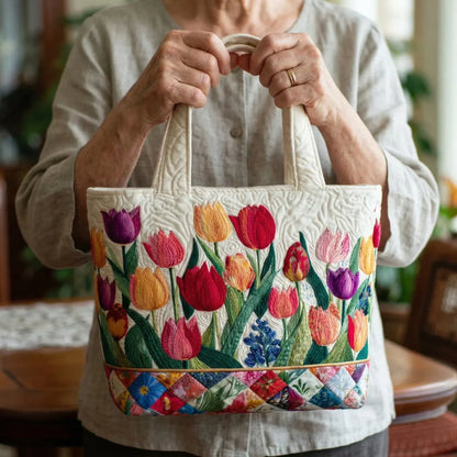 Gesteppte Tasche - Tulpengarten
