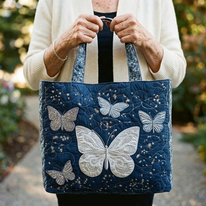 Handgefertigte Tasche - Silberner Schmetterling