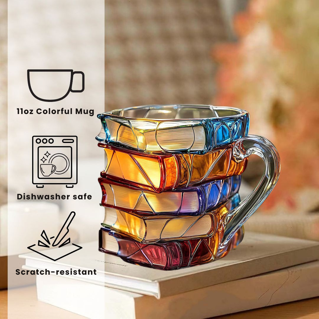 Einzigartige handgefertigte 3D-Tasse für Buchliebhaber